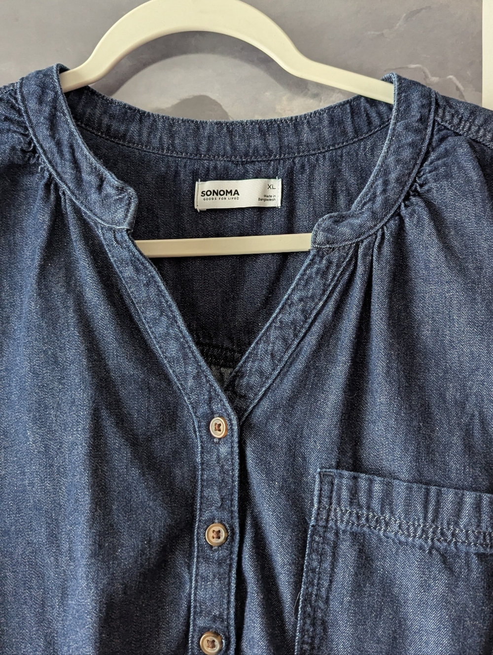 Sonoma Dark Indigo Denim Short Sleeve Henley Top - Picture 3 of 6
